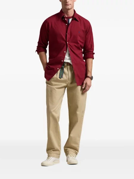 Tricou polo Polo Ralph Lauren cu glugă cu blană cu broderie roșu
