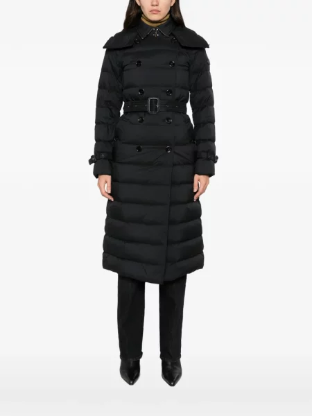 Cu centură palton Burberry cu glugă negru