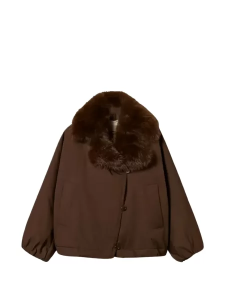 Gulerat geacă Twinset cu blană maro