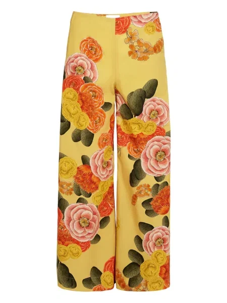 Pantaloni Giambattista Valli cu model floral galben