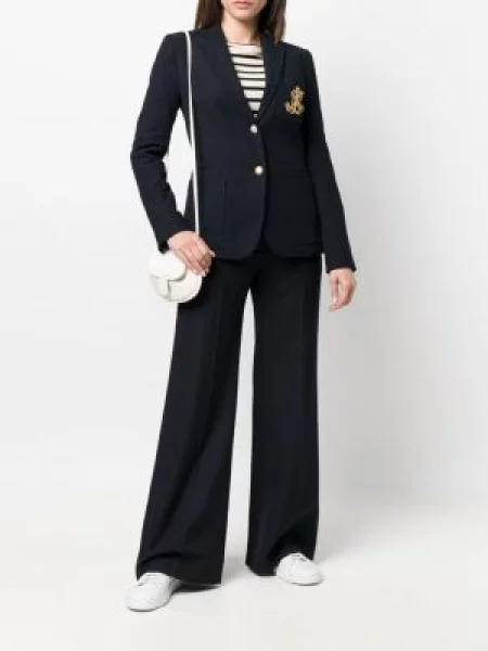 Siuvinėtas vienakrūtis švarkas Lauren Ralph Lauren mėlyna
