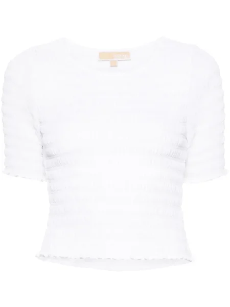 Pantaloni scurți din denim Michael Michael Kors cu imagine cu model leopard din dantelă alb