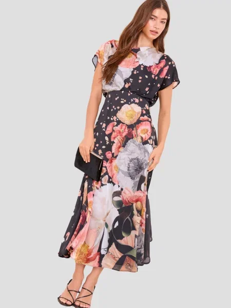 Lipsy Rochie galben deschis / mov lavandă / roz negru