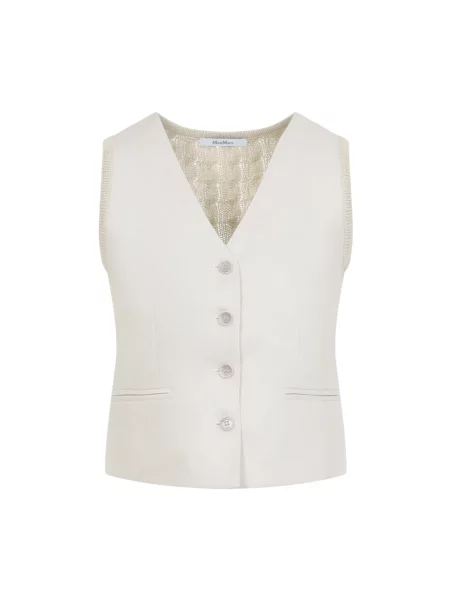 Lniana kamizelka Max Mara beżowa