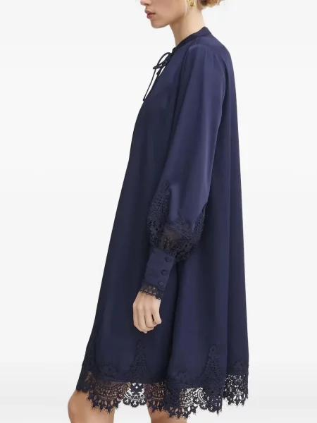 Rochie midi Bruuns Bazaar din dantelă până la genunchi de costum albastru