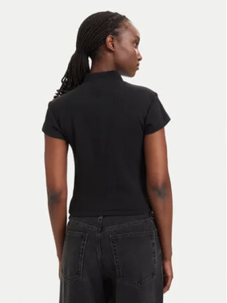 Calvin Klein Jeans crop top ženski od pamuka s elastanom crna