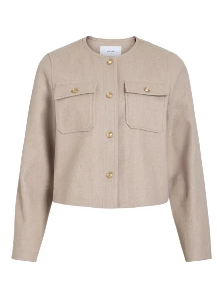 VILA Geacă de primăvară-toamnă VISOLO amestecat bej