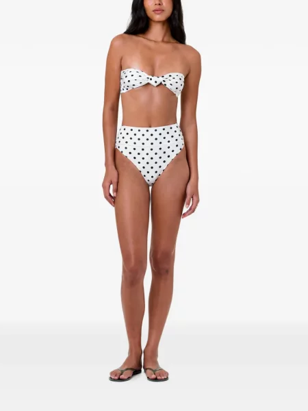 Bikini Nicholas cu talie înaltă cu buline alb