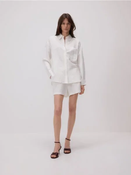 Reserved Шорти з домішкою льону білий