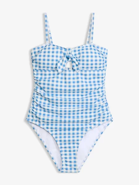 Kostium kąpielowy bandeau z małą kokardką niebieski