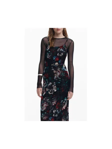 Desigual sukienka CASSIDY maxi dopasowana czarny
