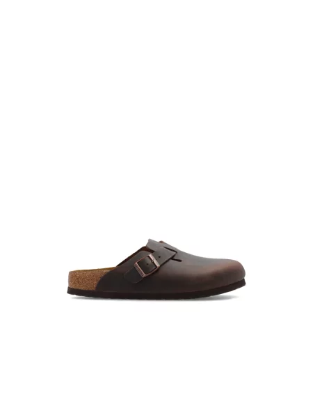 Klapki Birkenstock skórzane brązowe
