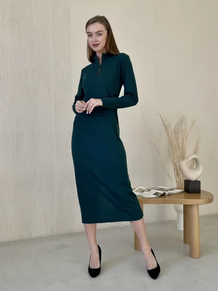 Silvio Merlini Венето Сукня міді Бавовна/поліестер зелений