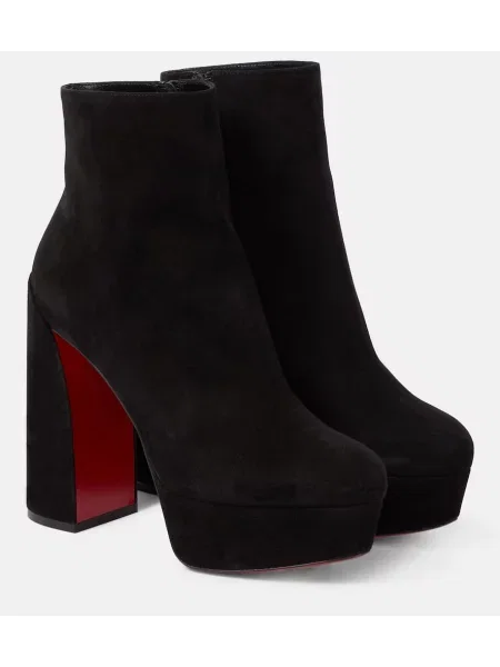 Cizme scurte Christian Louboutin din piele de căprioară negru