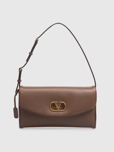 Кожаная сумка Valentino коричневая
