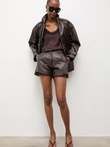 Answear.LAB szorty skórzane EIRA brązowe