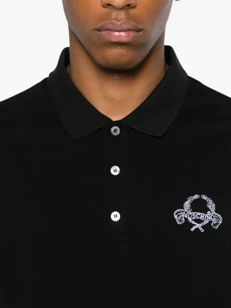 Polo Moschino cu broderie negru