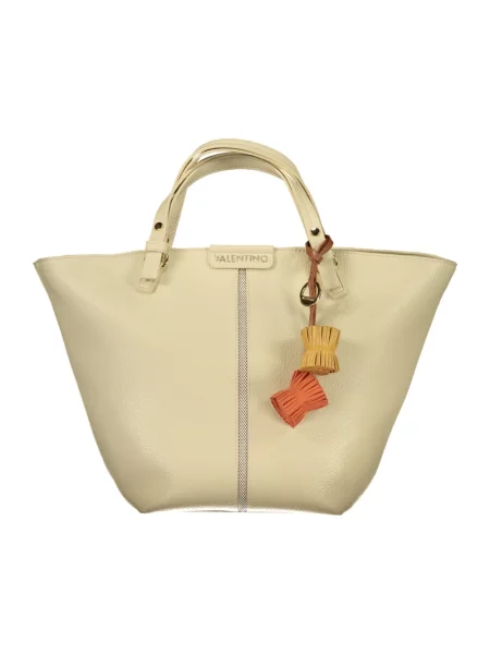Lniana shopperka Valentino Bags beżowa