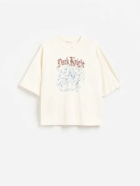 Reserved Tricou boxy din crem