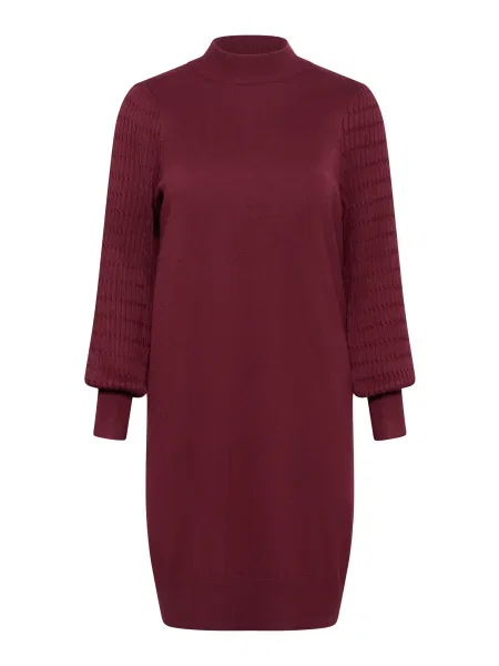 KAFFE CURVE Rochie tricotat KCLini burgundy roșu