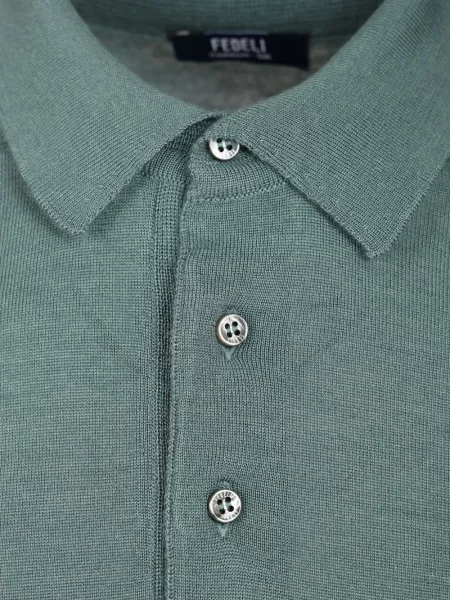Lung tricou polo Fedeli verde