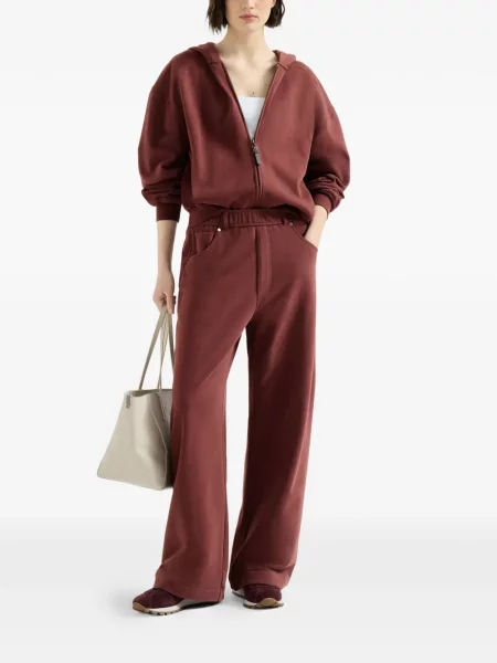 Pantaloni Brunello Cucinelli din material terry roșu