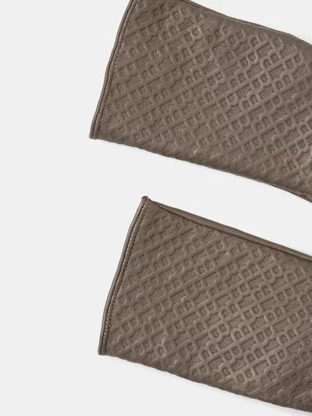 Кожаные перчатки Boss зеленые