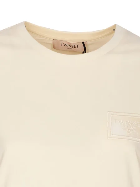 Tricou Twinset cu broderie cu decolteu rotund