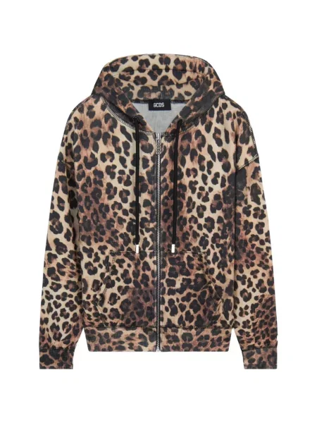 Hanorac cu glugă Gcds cu imagine cu model leopard maro