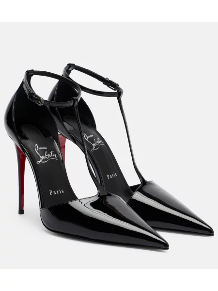 Кожени полуотворени обувки Christian Louboutin от лакирана кожа черно