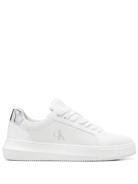 Sneakerși Calvin Klein Jeans din piele alb
