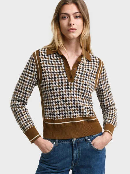 Вовняний светр Gant в гусячу лапку