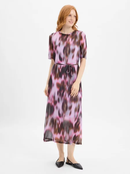 Nümph Siateczkowa sukienka Nuliana Kobiety lila|brązowy|czarny wzorzysty S czarna