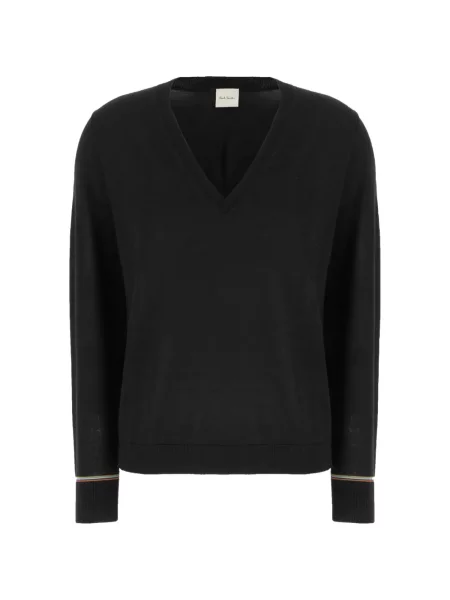 Pulover Paul Smith cu dungi cu decolteu în V negru