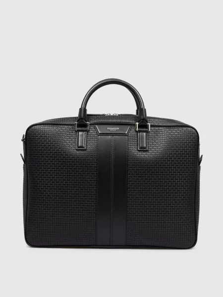 Кожаная сумка Serapian с принтом черная