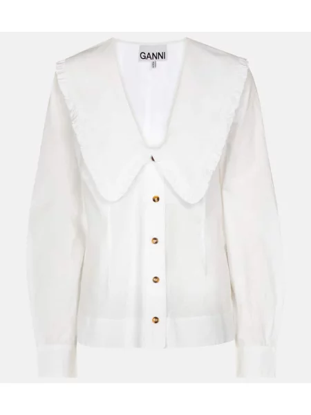 Cămașă Ganni din poplin alb