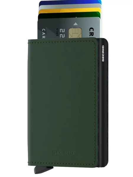 Secrid Portofel de piele verde