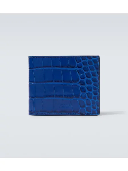 Portofel Tom Ford din piele cu imagine cu model leopard albastru