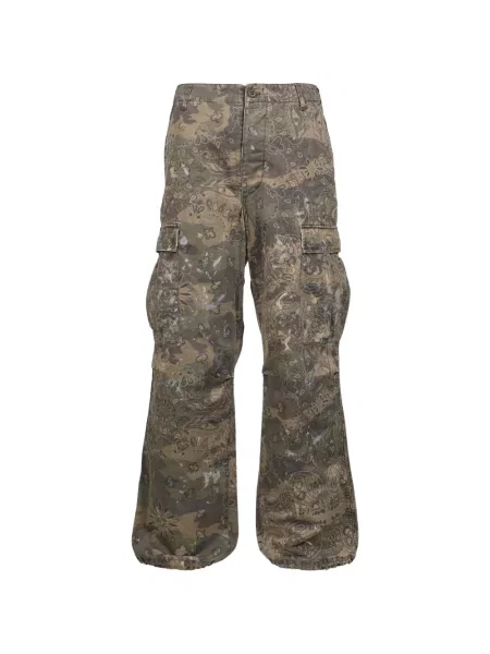 Pantaloni cargo Kamiya cu imagine cu model paisley verde