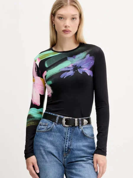 Koszulka Desigual Lena Ls T-Shirt Black L czarna