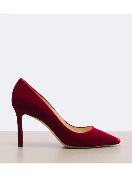Aksamitna czółenka Jimmy Choo czerwona