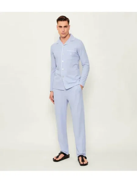 Polo Ralph Lauren Pijama lungă deschis / alb albastru