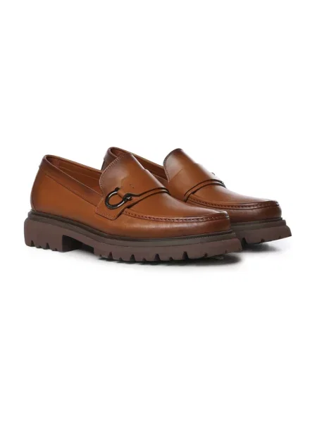 Półbuty Ferragamo skórzane brązowe