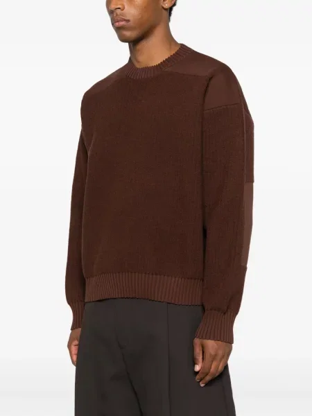 Pulover Y-3 cu decolteu rotund maro