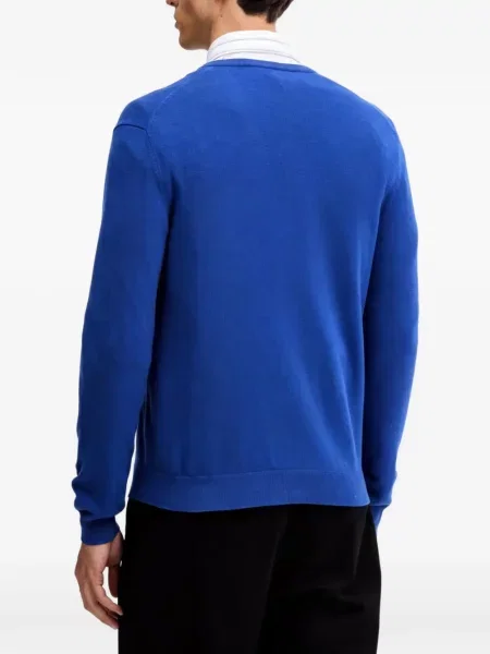 Pulover Benetton cu decolteu în V albastru