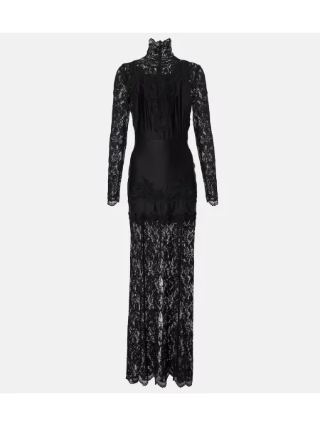 Rochie maxi Rabanne din dantelă de costum negru