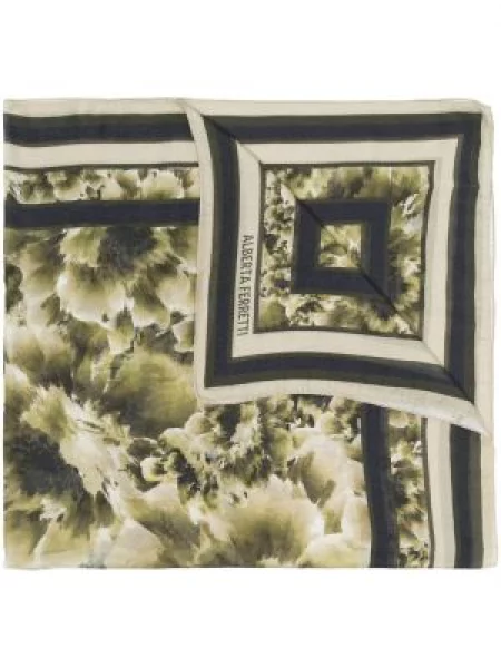 Fular Alberta Ferretti cu model floral tricotate cu imagine verde