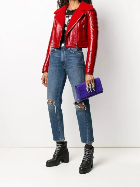 Kurtka Philipp Plein biker czerwona