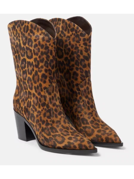 Botine Gianvito Rossi din piele cu imagine cu model leopard