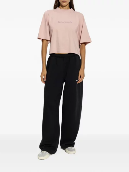 Stras decupat tricou Palm Angels roz